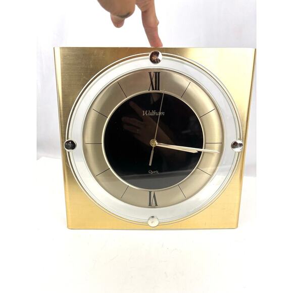 VTG Waltham Spartus 11" Quartz Wall Collectible Clock 80s Gold WORKS - Picture 10 of 16